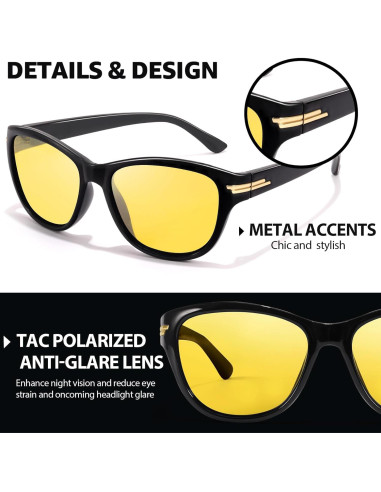 Gafas de Conducción Nocturna TJUTR Polarizadas Amarillas