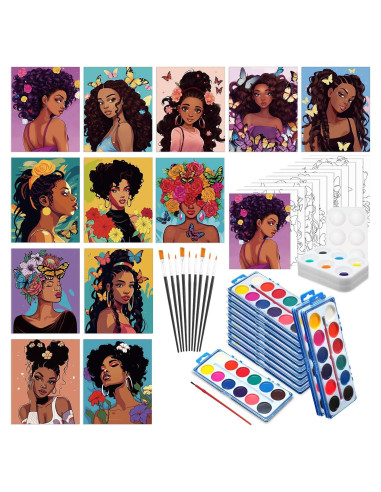 Ctosree Set de 12 Lienzos Pre Dibujados para Pintura