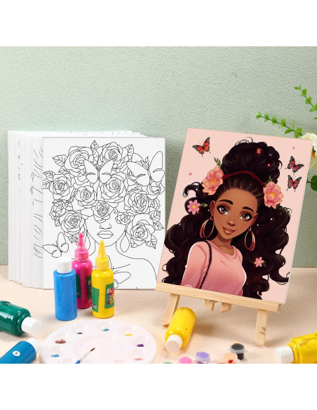 Ctosree Set de 12 Lienzos Pre Dibujados para Pintura