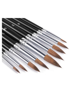 Pinceles de Acuarela Fuumuui 9pcs Detalle y Redondeados