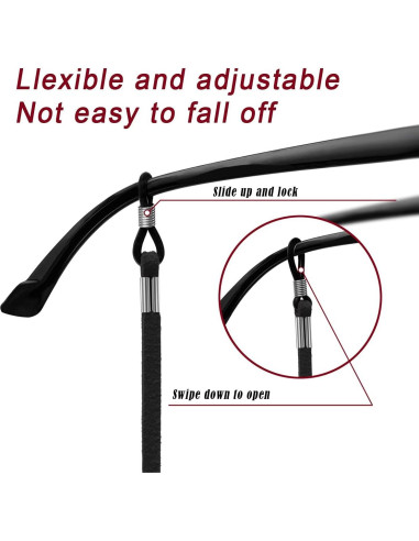 Correa para Gafas 6 PCS Ajustable Deportiva Negra