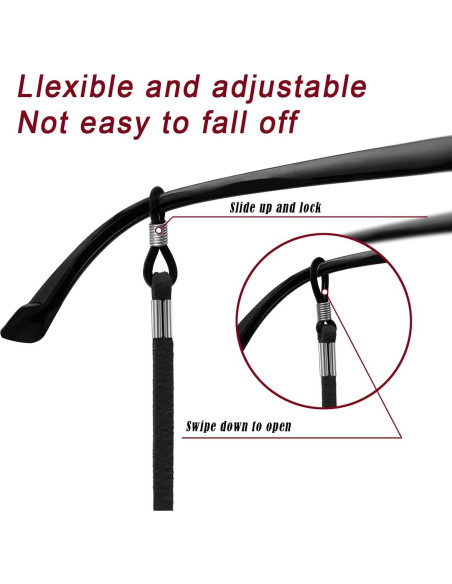 Correa para Gafas 6 PCS Ajustable Deportiva Negra