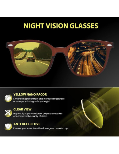 Gafas de Visión Nocturna TJUTR Lentes Amarillas Antideslumbrantes