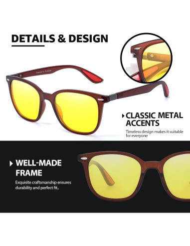 Gafas de Visión Nocturna TJUTR Lentes Amarillas Antideslumbrantes