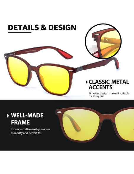 Gafas de Visión Nocturna TJUTR Lentes Amarillas Antideslumbrantes Gafas de Visión Nocturna TJUTR Lentes Amarillas Antideslumbrantes