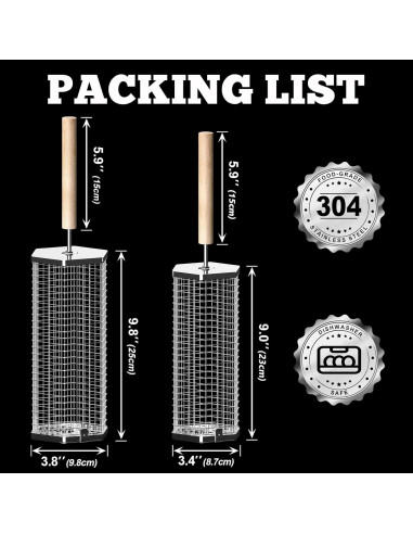 Cestas de Parrilla Ivtivfu 2PCS Acero Inoxidable 304