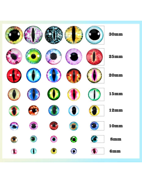 Ojos de Dragón de Vidrio TOAOB 160pcs 6-30mm Manualidades