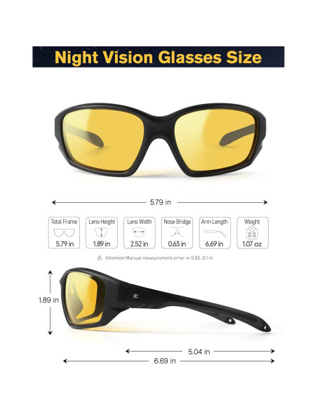 Gafas de Visión Nocturna BIRCEN Amarillas Antideslumbrantes Gafas de Visión Nocturna BIRCEN Amarillas Antideslumbrantes