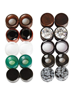 Set de 20 Tapones de Oído de Madera y Piedra TBOSEN 10-16 mm