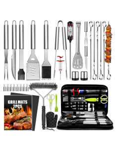 Set de BBQ 34 Piezas Taimasi Acero Inoxidable con Termómetro