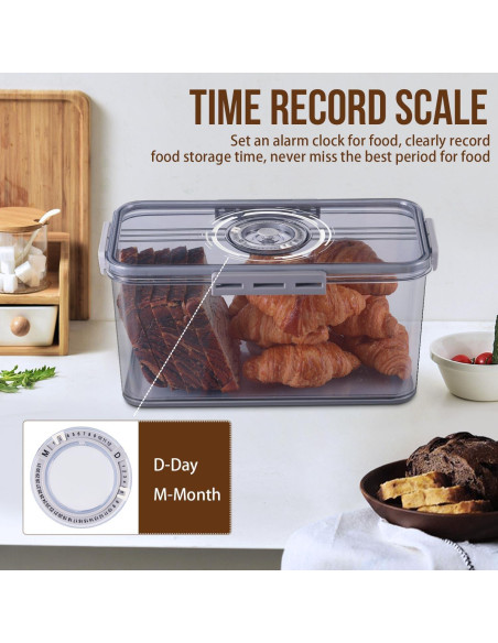 Caja de Pan Hermética Gifhomfix 30.48x15.24x15.75 cm Gris