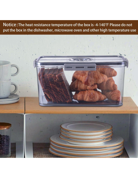 Caja de Pan Hermética Gifhomfix 30.48x15.24x15.75 cm Gris