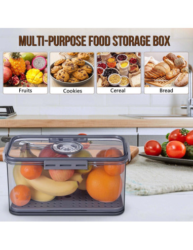 Caja de Pan Hermética Gifhomfix 30.48x15.24x15.75 cm Gris