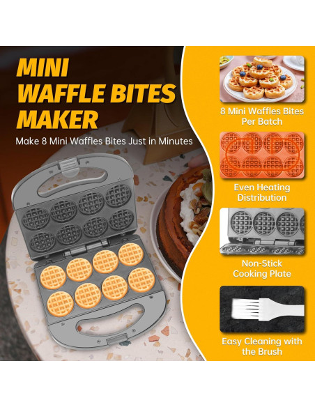 Mini Máquina de Waffles FineMade 8 Pcs Antiadherente