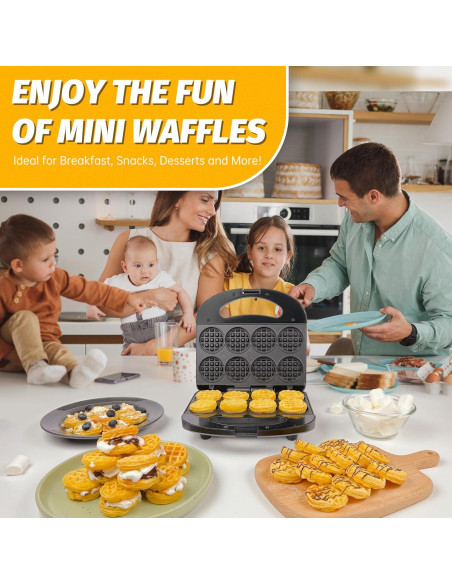 Mini Máquina de Waffles FineMade 8 Pcs Antiadherente