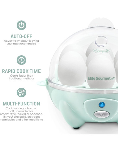 Cocinero de Huevos Eléctrico Elite Gourmet 7 Huevos Menta