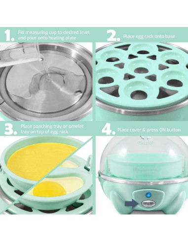 Cocinero de Huevos Eléctrico Elite Gourmet 7 Huevos Menta