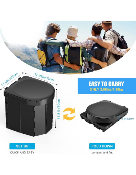 Inodoro Portátil PAHTTO Plegable para Camping 181 kg