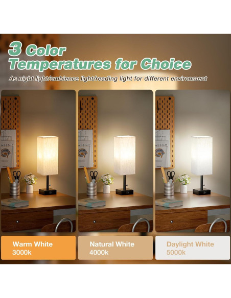 Lámpara de Mesa Aooshine Minimalista 3 Temperaturas USB