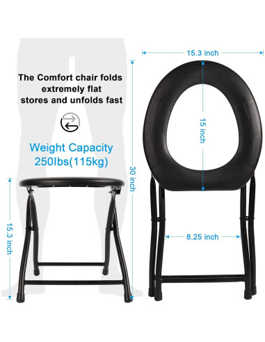 Inodoro Portátil HXSEMAYIG Plegable Acero Inoxidable 113kg