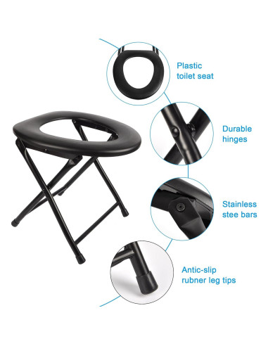 Inodoro Portátil HXSEMAYIG Plegable Acero Inoxidable 113kg