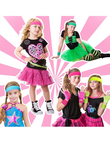 Conjunto de Muñequera y Diademas Neón Bememo para Niños