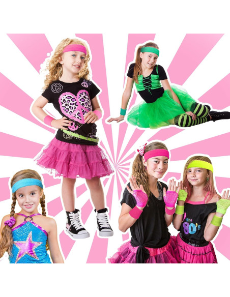 Conjunto de Muñequera y Diademas Neón Bememo para Niños