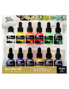 Tinta Acrílica Premium Mont Marte 12pc x 20ml Colores Esenciales