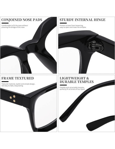 Gafas de lectura COASION Classic para mujeres marco cuadrado