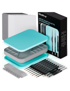 Kit de Pintura en Miniatura Nicpro con Paleta Húmeda y 11 Pinceles