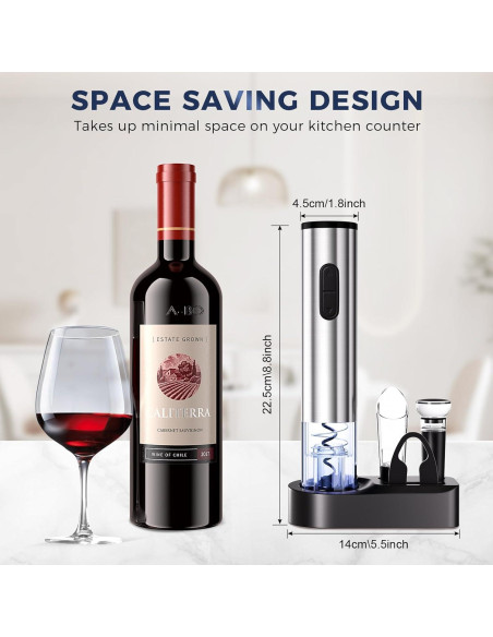 Juego de Abridor de Vino Eléctrico OXYGEAR 6 en 1 Acero Inoxidable Juego de Abridor de Vino Eléctrico OXYGEAR 6 en 1 Acero Inoxidable