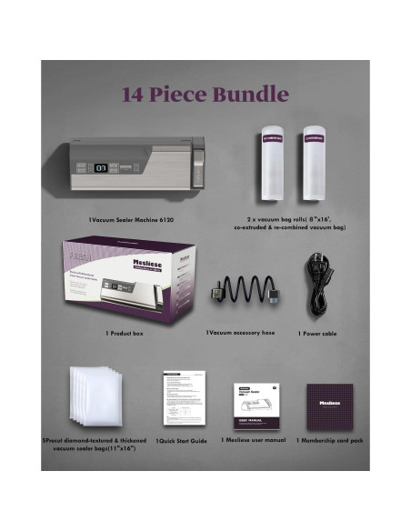 Selladora al Vacío Mesliese V6120 140W Doble Sellado