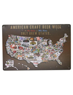 Cartel de Metal ARTCLUB Mapa de Cerveza Americana 30x20cm