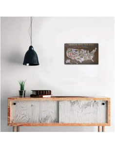 Cartel de Metal ARTCLUB Mapa de Cerveza Americana 30x20cm 2