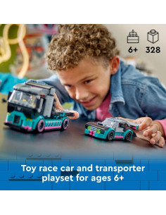 LEGO City Coche de Carreras y Camión Transportador 60406 2