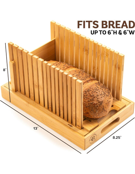 Cortador de Pan Ajustable Bambüsi - Con Bandeja para Migas