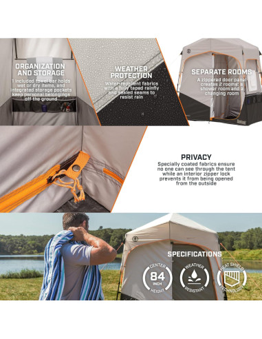 Carpa de Ducha Bushnell BLP50098 2 Habitaciones Camping 60s