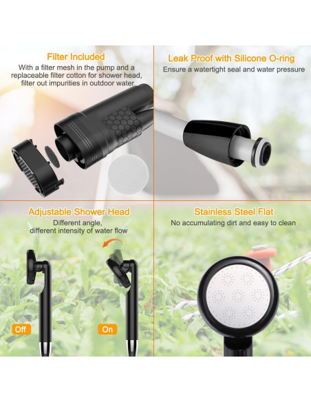 Ducha Portátil Acetek JP-2204 con Pantalla Digital y Filtro