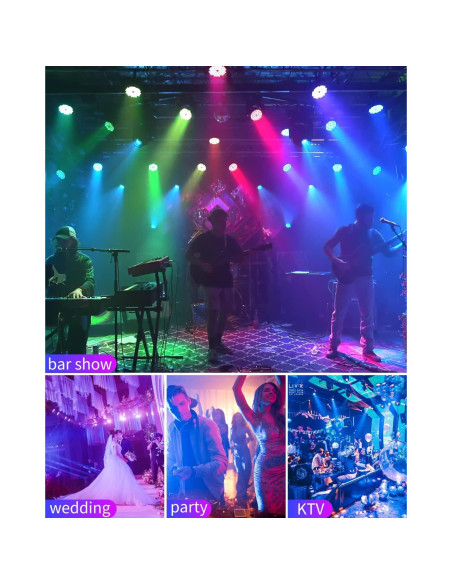 Betopper Mini Luz Par LED 60x3W RGB para Eventos 6 Pzs