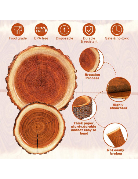 Juego de Fiesta 400 Piezas FULJOOY Diseño Madera Rústica Juego de Fiesta 400 Piezas FULJOOY Diseño Madera Rústica