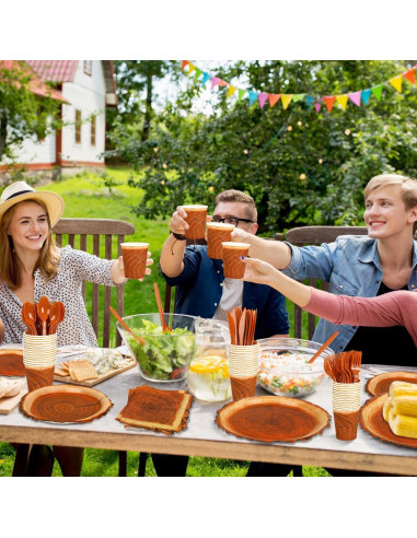 Juego de Fiesta 400 Piezas FULJOOY Diseño Madera Rústica