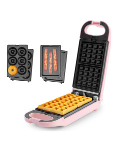 Hacedor de Waffles Aroma AWM-1220P 3 en 1 Rosa Compacto