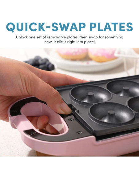 Hacedor de Waffles Aroma AWM-1220P 3 en 1 Rosa Compacto