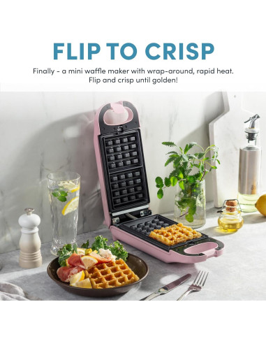 Hacedor de Waffles Aroma AWM-1220P 3 en 1 Rosa Compacto