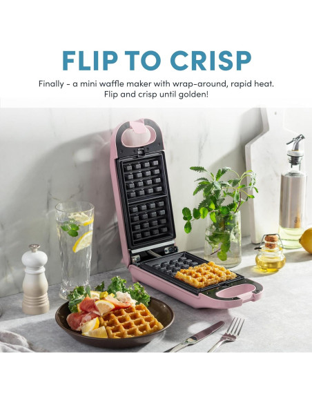 Hacedor de Waffles Aroma AWM-1220P 3 en 1 Rosa Compacto
