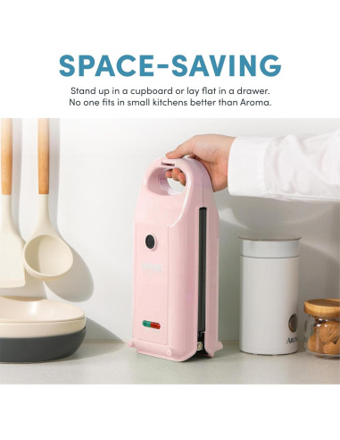 Hacedor de Waffles Aroma AWM-1220P 3 en 1 Rosa Compacto