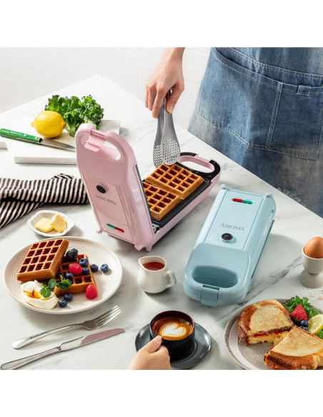 Hacedor de Waffles Aroma AWM-1220P 3 en 1 Rosa Compacto