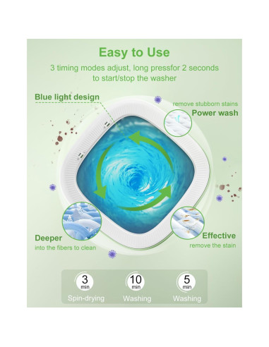 Lavadora Portátil Genérico 12L Plegable para Ropa Delicada