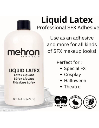 Latex Líquido 0.47L Mehron para Efectos Especiales