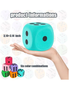 Dados de Espuma EVA 8 cm - 6 Piezas Juguete Educativo 2
